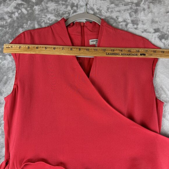 Valerie Stevens 100% Silk Dress Women's 8 Coral Pink Wrap‎ Top Side Tie (0971) - Picture 8 of 11